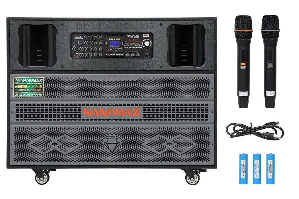 Loa kéo karaoke Nanomax Pro-9500 3600W Màu Đen - Xám