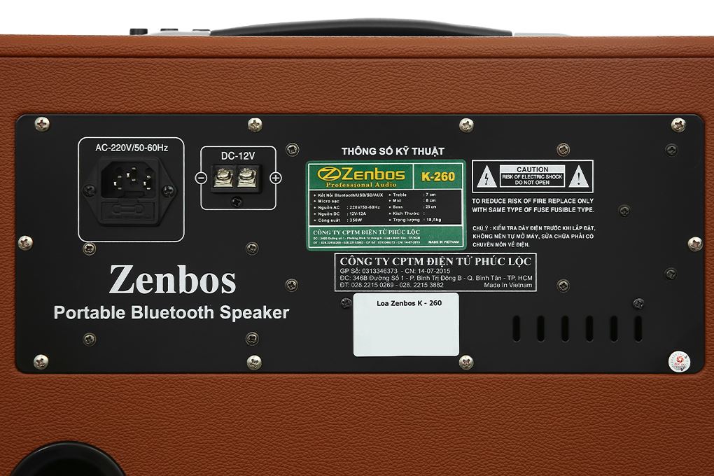 Loa karaoke xách tay Zenbos K-260 350W Màu Nâu