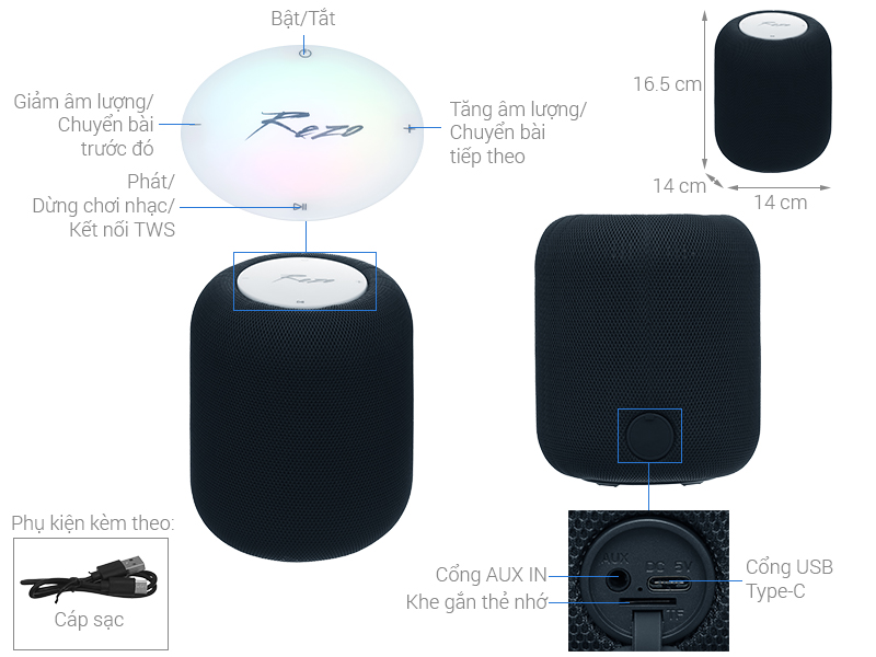 Loa Bluetooth Rezo TouchBass1