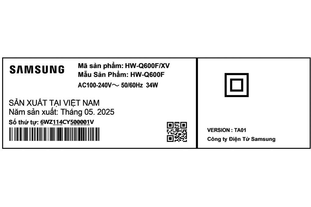 Bộ loa thanh Samsung HW-Q600F/XV 380W Màu Đen