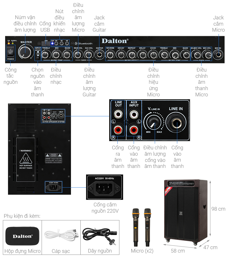 Loa điện karaoke Dalton DA-21A3000 3000W