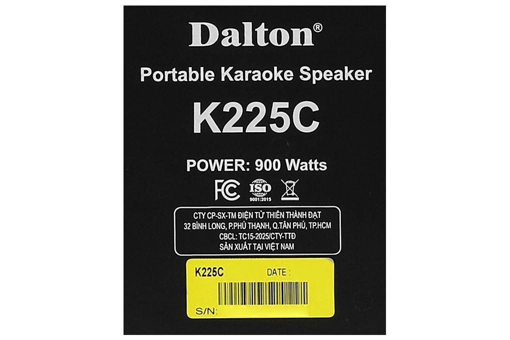 Loa karaoke xách tay Dalton K225C 900W Màu Đen