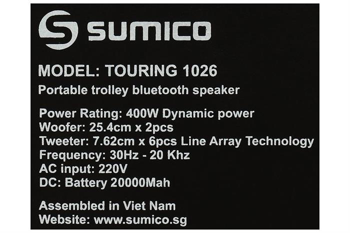 Loa kéo Karaoke Sumico Touring 1026 400W Màu Nâu