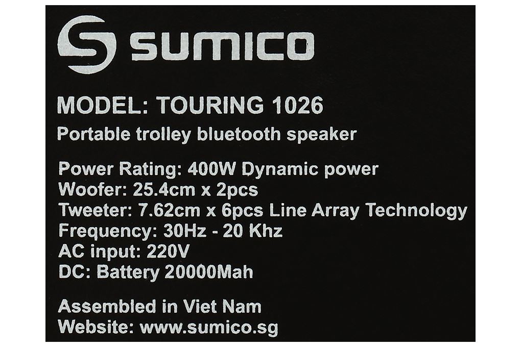 Loa kéo Karaoke Sumico Touring 1026 400W Màu Nâu