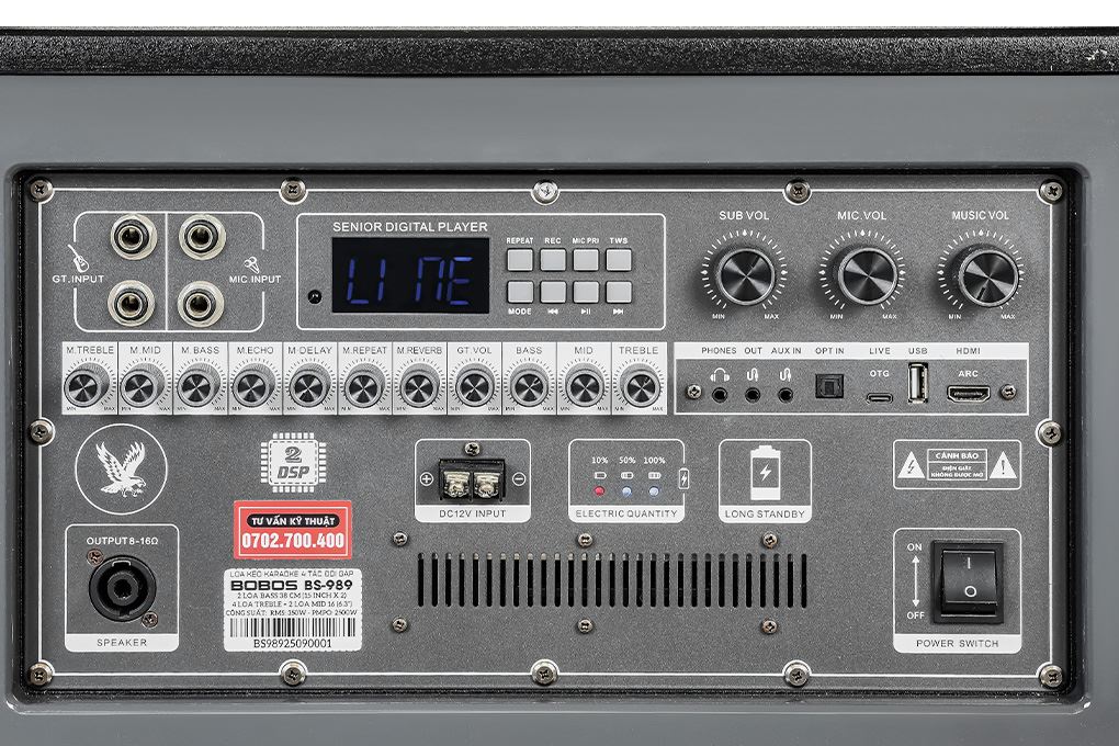 Loa kéo karaoke BOBOS BS-989 2500W Màu Đen