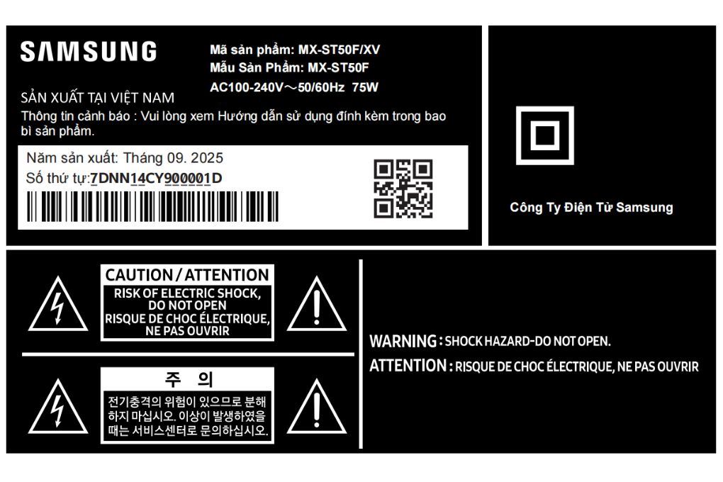 Loa tháp di động dạng kéo Samsung MX-ST50F 240W Màu Đen