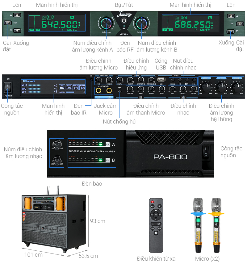 Loa điện karaoke Jammy N6868K Pro 4200W