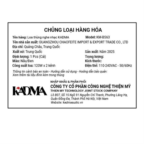 Loa Bluetooth KADMA KM-BS63 Màu Nâu đậm