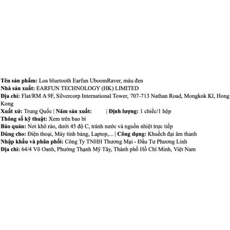 Loa Bluetooth Earfun UboomRaver Màu Đen