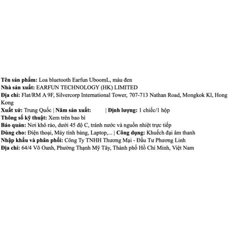 Loa Bluetooth Earfun UboomL Màu Đen