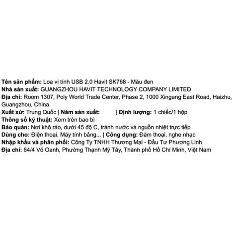 Loa vi tính Havit SK768 Màu Đen