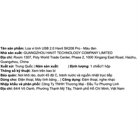 Loa vi tính Havit SK208 Pro Màu Đen