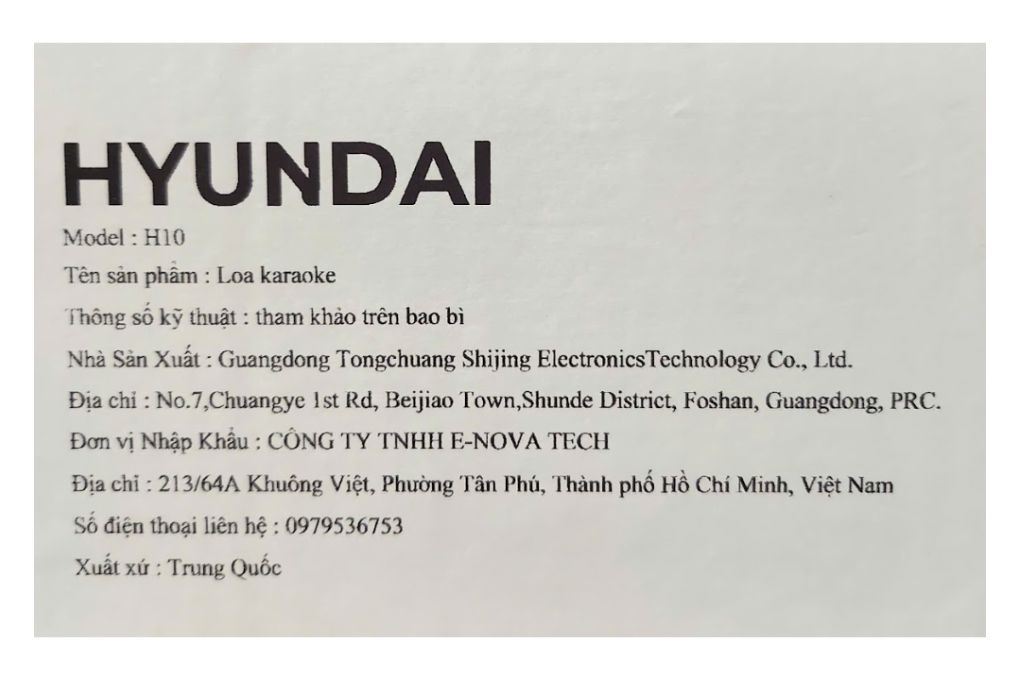 Loa Bluetooth karaoke Hyundai H10 300W Màu Đen
