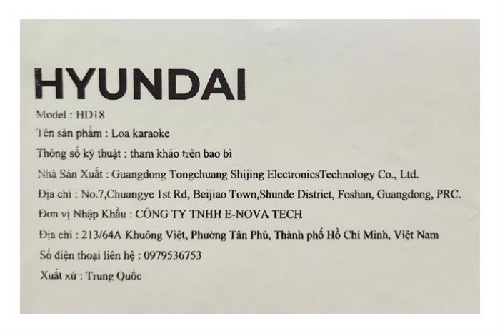 Loa karaoke xách tay Hyundai HD18 80W Màu Đen