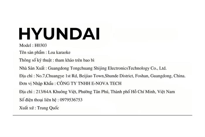 Loa karaoke xách tay Hyundai HD0303 200W Màu Đen