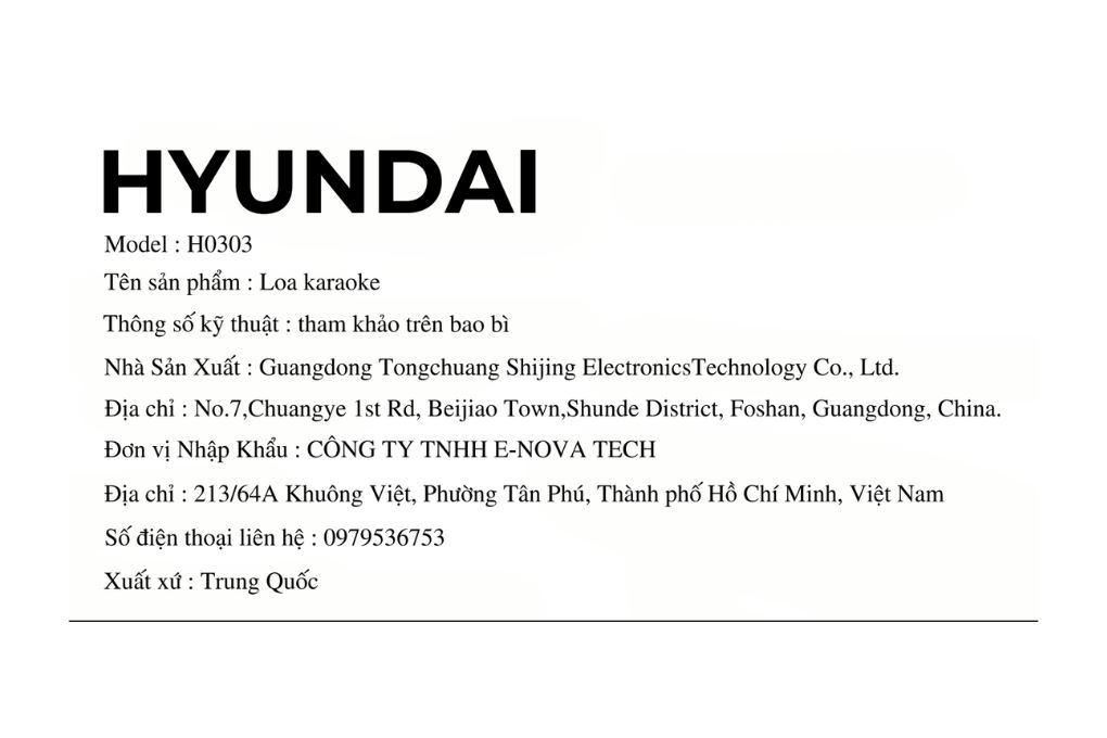 Loa karaoke xách tay Hyundai HD0303 200W Màu Đen