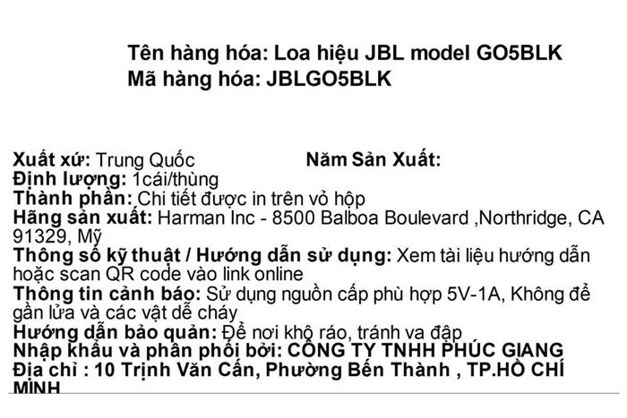 Loa Bluetooth JBL Go 5 Màu Đen