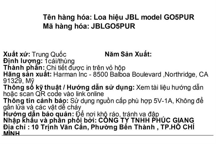 Loa Bluetooth JBL Go 5 Màu Tím than