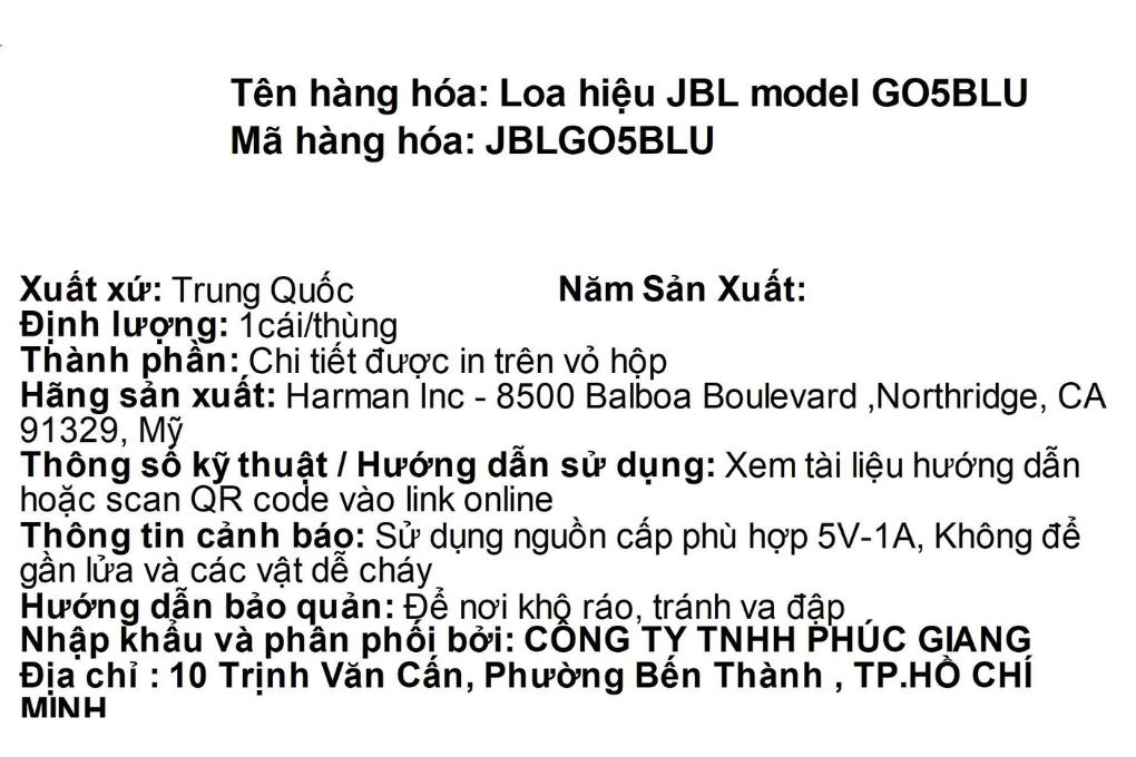 Loa Bluetooth JBL Go 5 Màu Xanh Dương