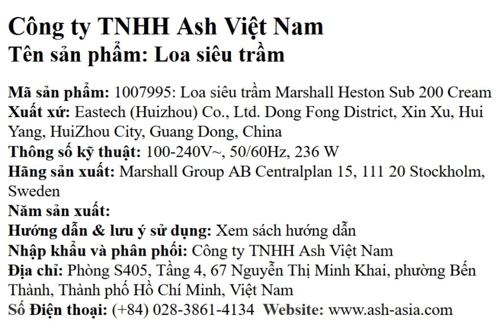 Loa siêu trầm Marshall Heston Sub 200 Kem - 7