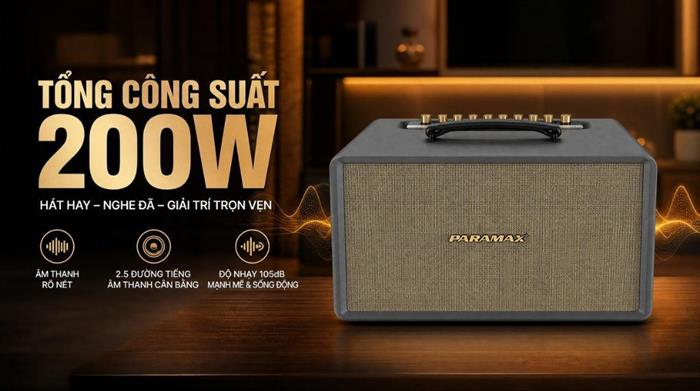 Loa karaoke xách tay PARAMAX Karat Xám 200W chính hãng tại VietITPro Thủ Đức