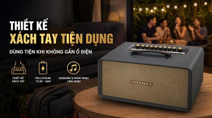 Loa karaoke xách tay PARAMAX Karat Xám 200W Màu Xám