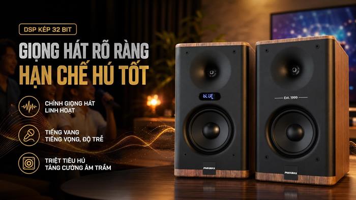 Cặp loa karaoke Paramax Homi 6 Smart Walnut 150W Màu Nâu đậm