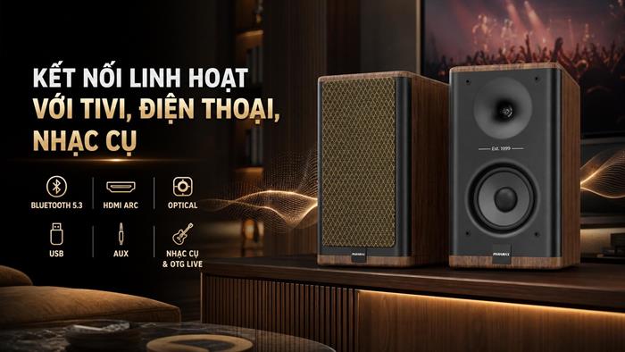 Cặp loa karaoke Paramax Homi 6 Smart Walnut 150W Màu Nâu đậm