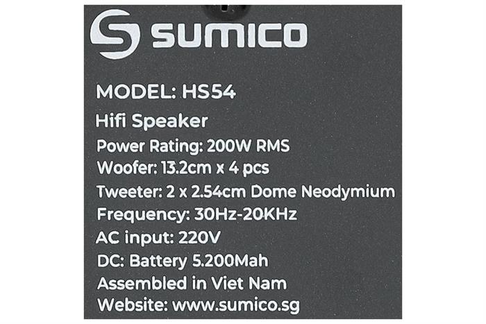Loa karaoke Sumico All-in-one HS54 200W Màu Đen - Cam