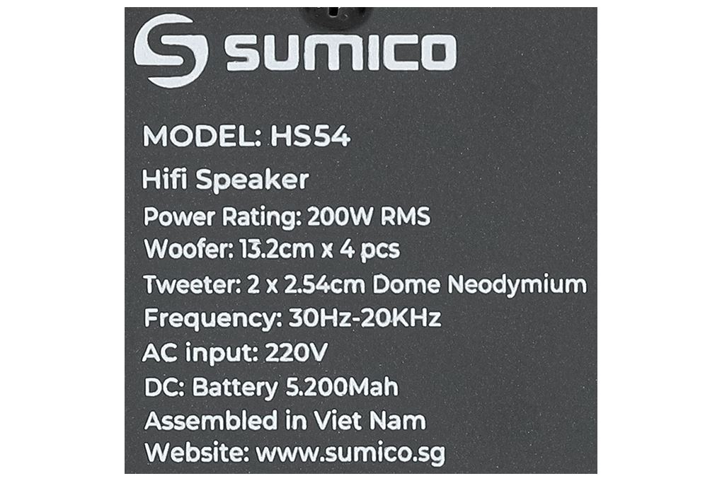 Loa karaoke Sumico All-in-one HS54 200W Màu Đen - Cam