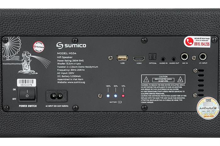 Loa karaoke Sumico All-in-one HS54 200W Màu Đen - Cam