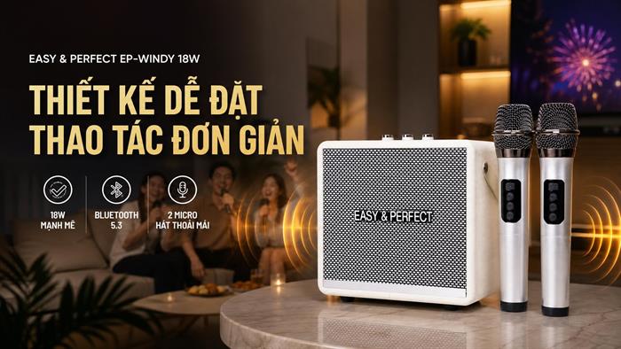 Loa karaoke xách tay Easy & Perfect EP-Windy 18W Màu Trắng