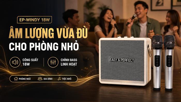 Loa karaoke xách tay Easy & Perfect EP-Windy 18W Màu Trắng