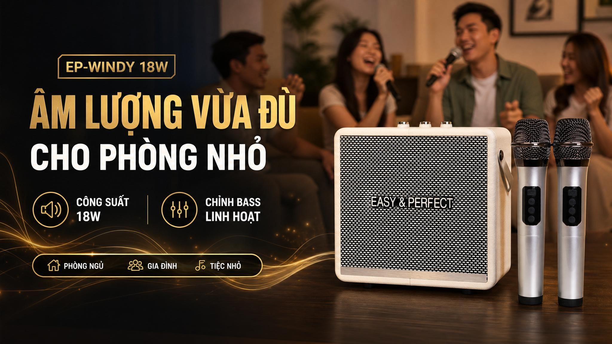 Loa karaoke xách tay Easy & Perfect EP-Windy 18W Màu Trắng