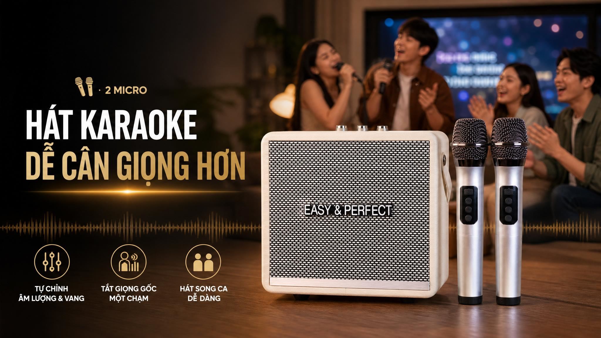Loa karaoke xách tay Easy & Perfect EP-Windy 18W Màu Trắng