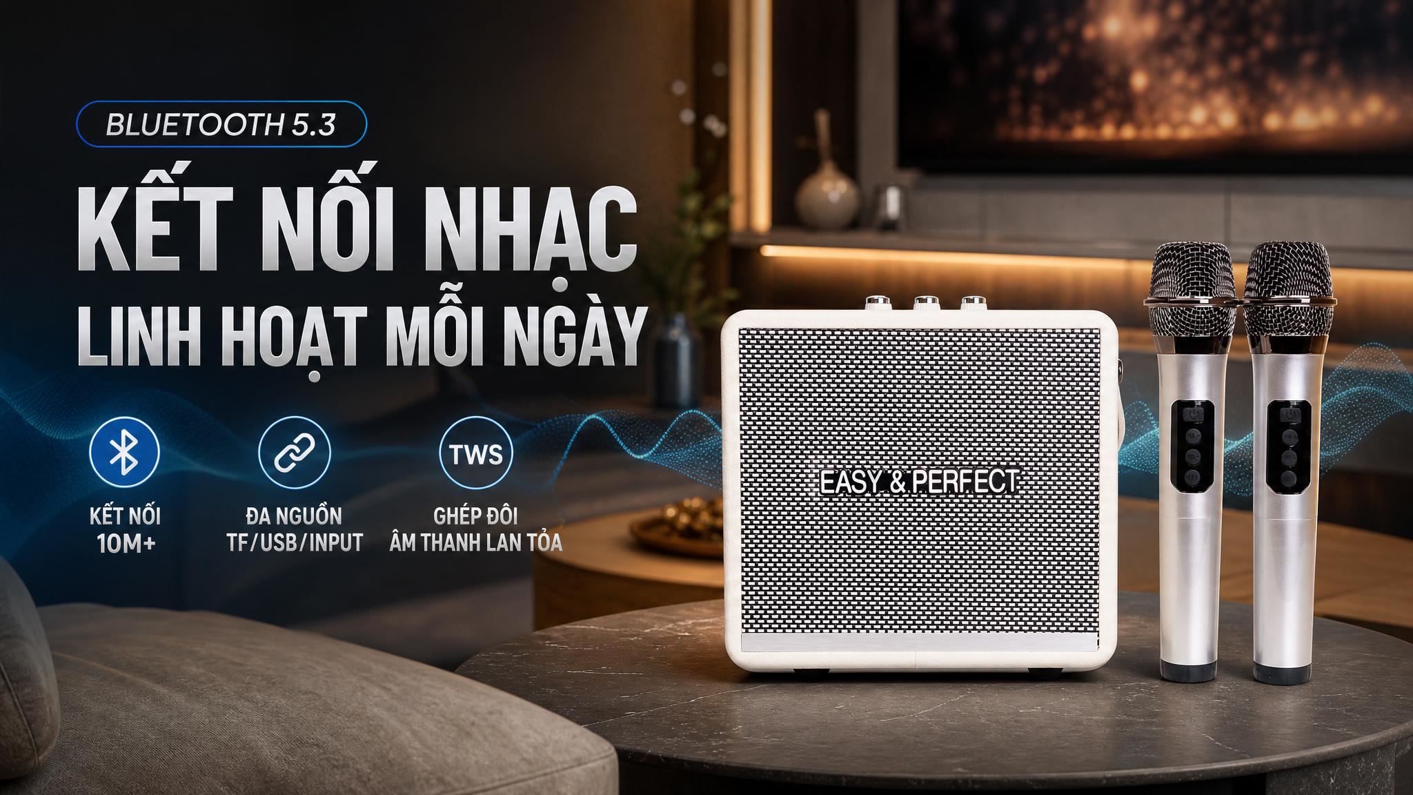 Loa karaoke xách tay Easy & Perfect EP-Windy 18W Màu Trắng