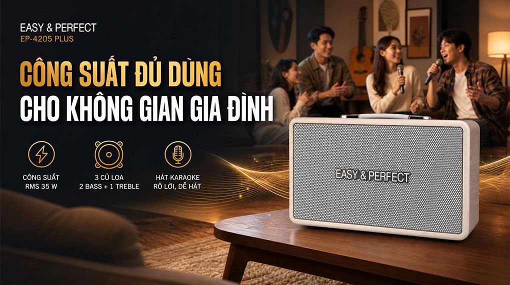 Loa karaoke xách tay Easy & Perfect EP-4205 Plus 35W Màu Xám