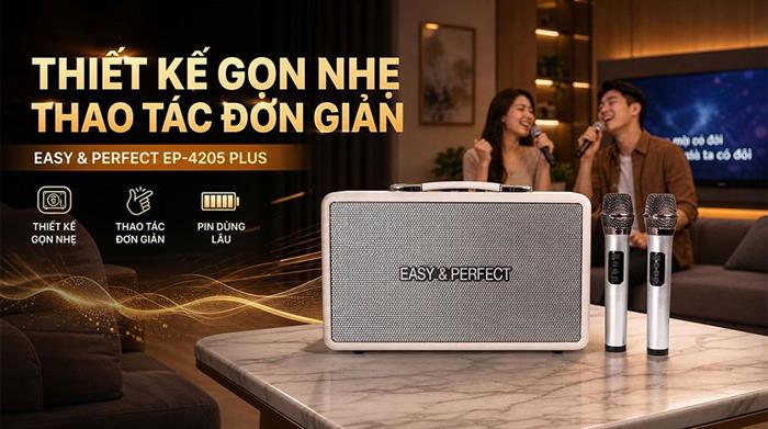 Loa karaoke xách tay Easy & Perfect EP-4205 Plus 35W Màu Xám
