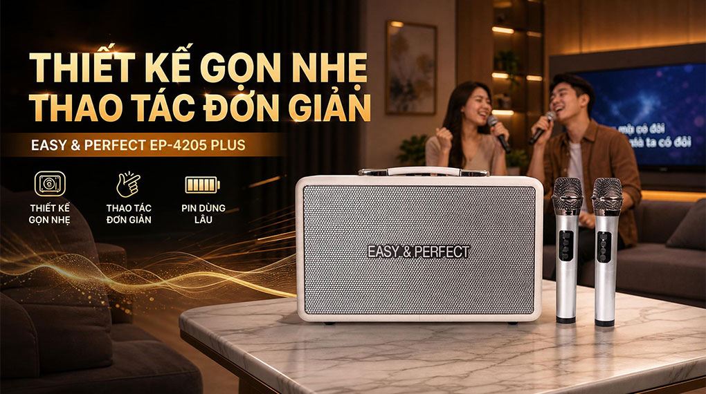 Loa karaoke xách tay Easy & Perfect EP-4205 Plus 35W Màu Xám