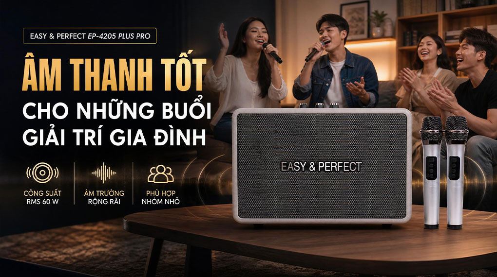 Loa karaoke xách tay Easy & Perfect EP-4205 Pro 60W Màu Xám