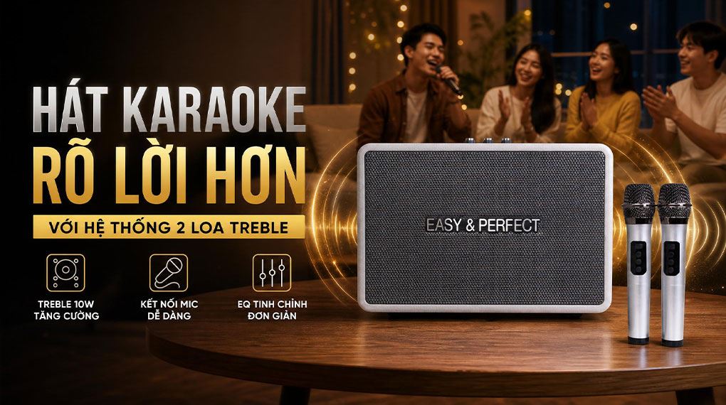 Loa karaoke xách tay Easy & Perfect EP-4205 Pro 60W Màu Xám