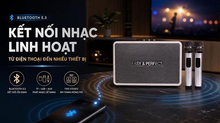 Loa karaoke xách tay Easy & Perfect EP-4205 Plus Pro 60W Màu Xám