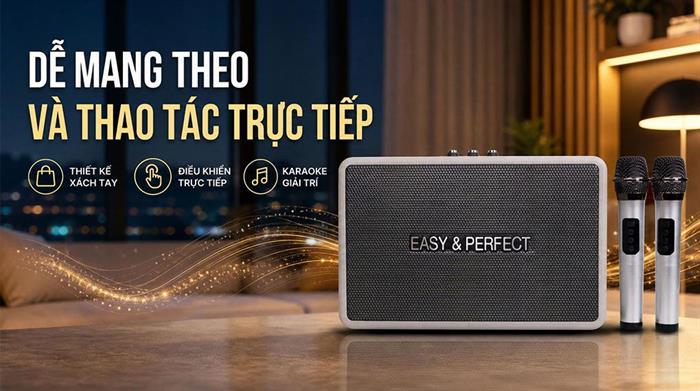 Loa karaoke xách tay Easy & Perfect EP-4205 Plus Pro 60W Màu Xám