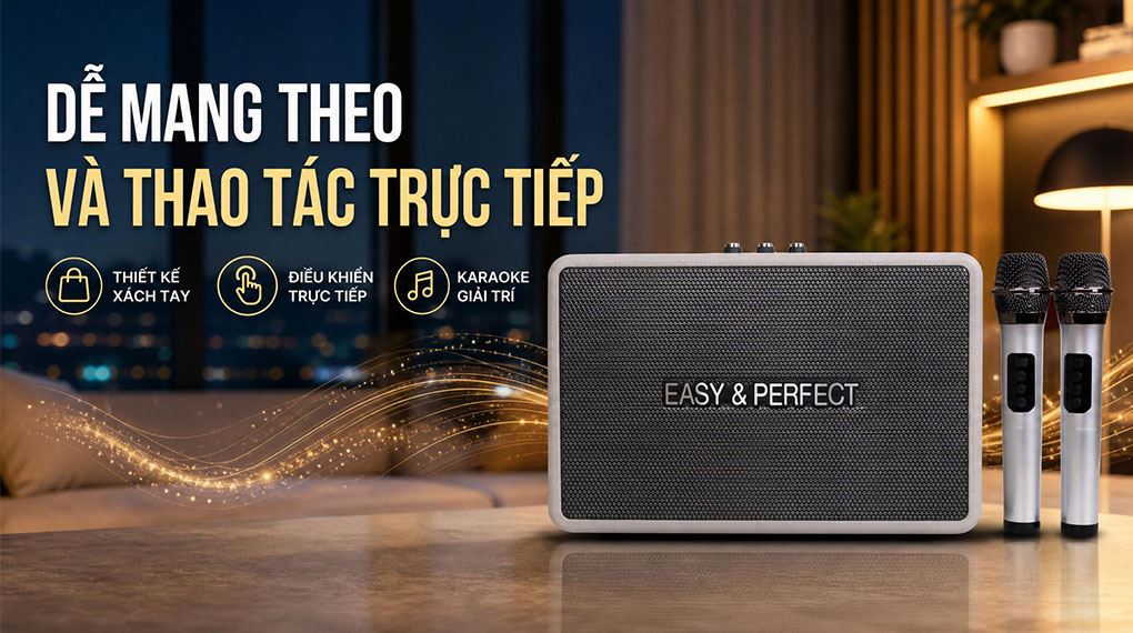 Loa karaoke xách tay Easy & Perfect EP-4205 Pro 60W Màu Xám