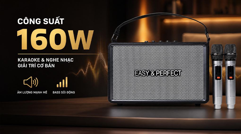 Loa karaoke xách tay Easy & Perfect EP-Votrex 160W Màu Đen
