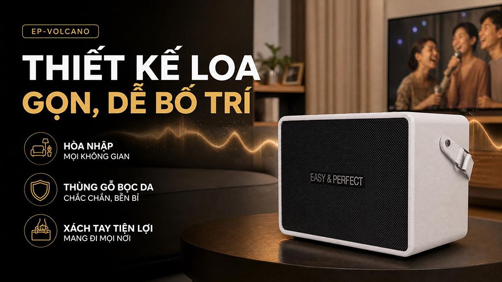 Loa karaoke xách tay Easy & Perfect EP-Volcano 200W Màu Xám