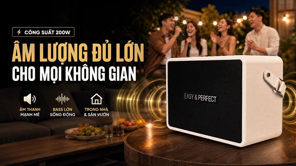 Loa karaoke xách tay Easy & Perfect EP-Volcano 200W Màu Xám
