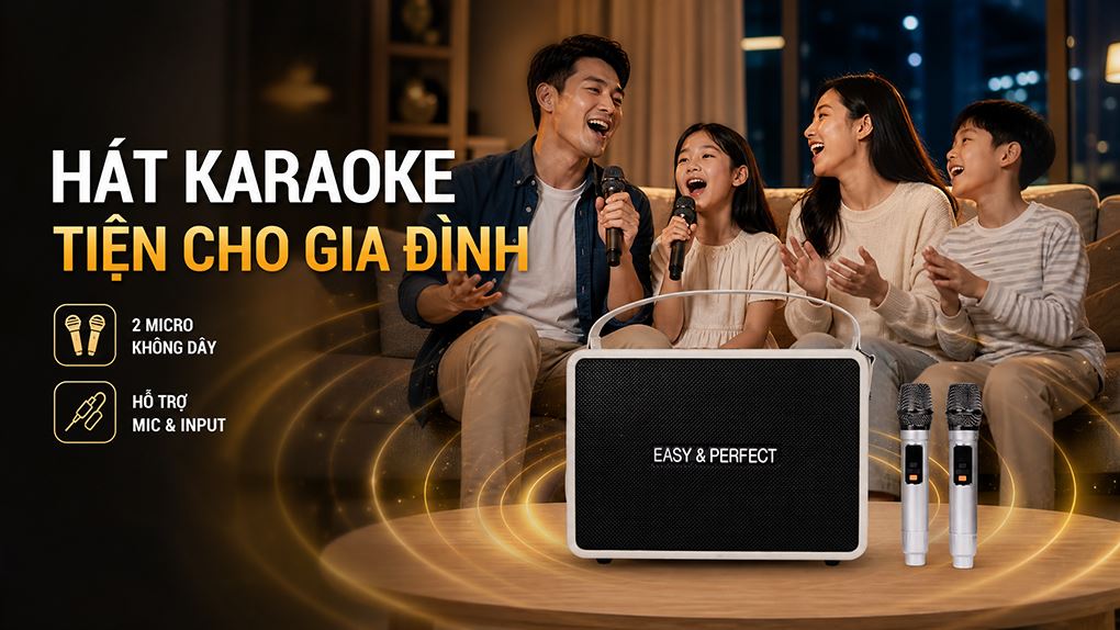 Loa karaoke xách tay Easy & Perfect EP-Volcano 200W Màu Xám