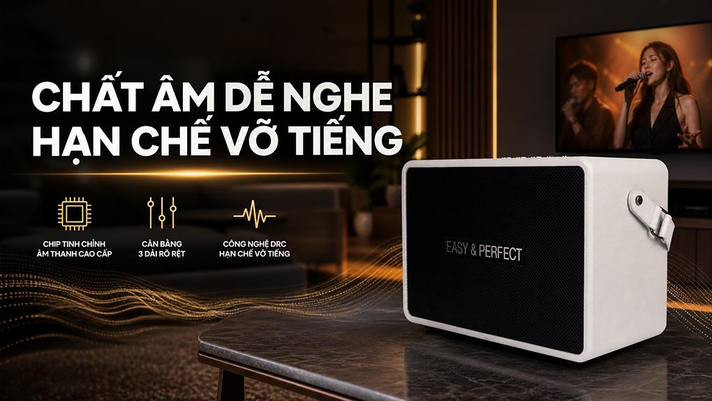 Loa karaoke xách tay Easy & Perfect EP-Volcano 200W Màu Xám
