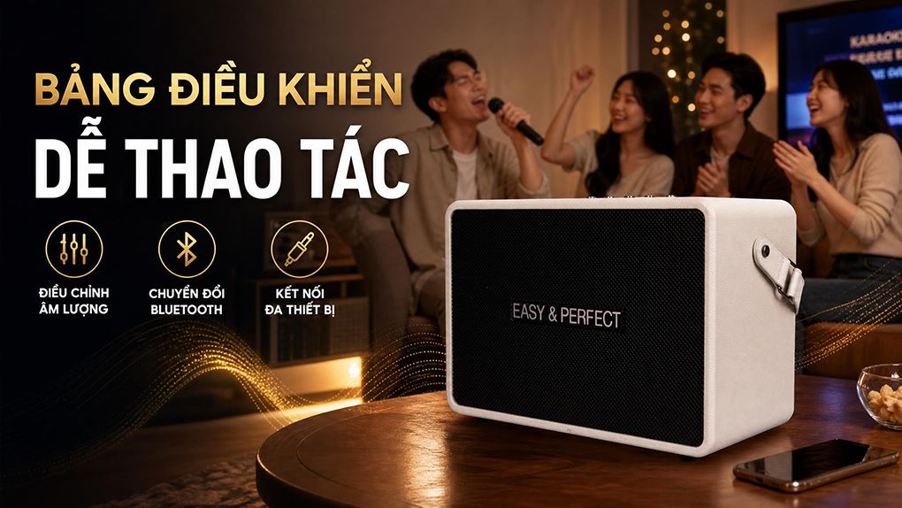 Loa karaoke xách tay Easy & Perfect EP-Volcano 200W Màu Xám